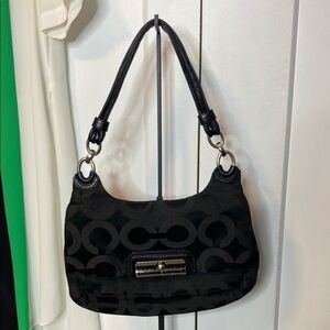 Vintage Coach 16953 Keistin Sateen Leather Trim Shoulder Bag - classic C’s